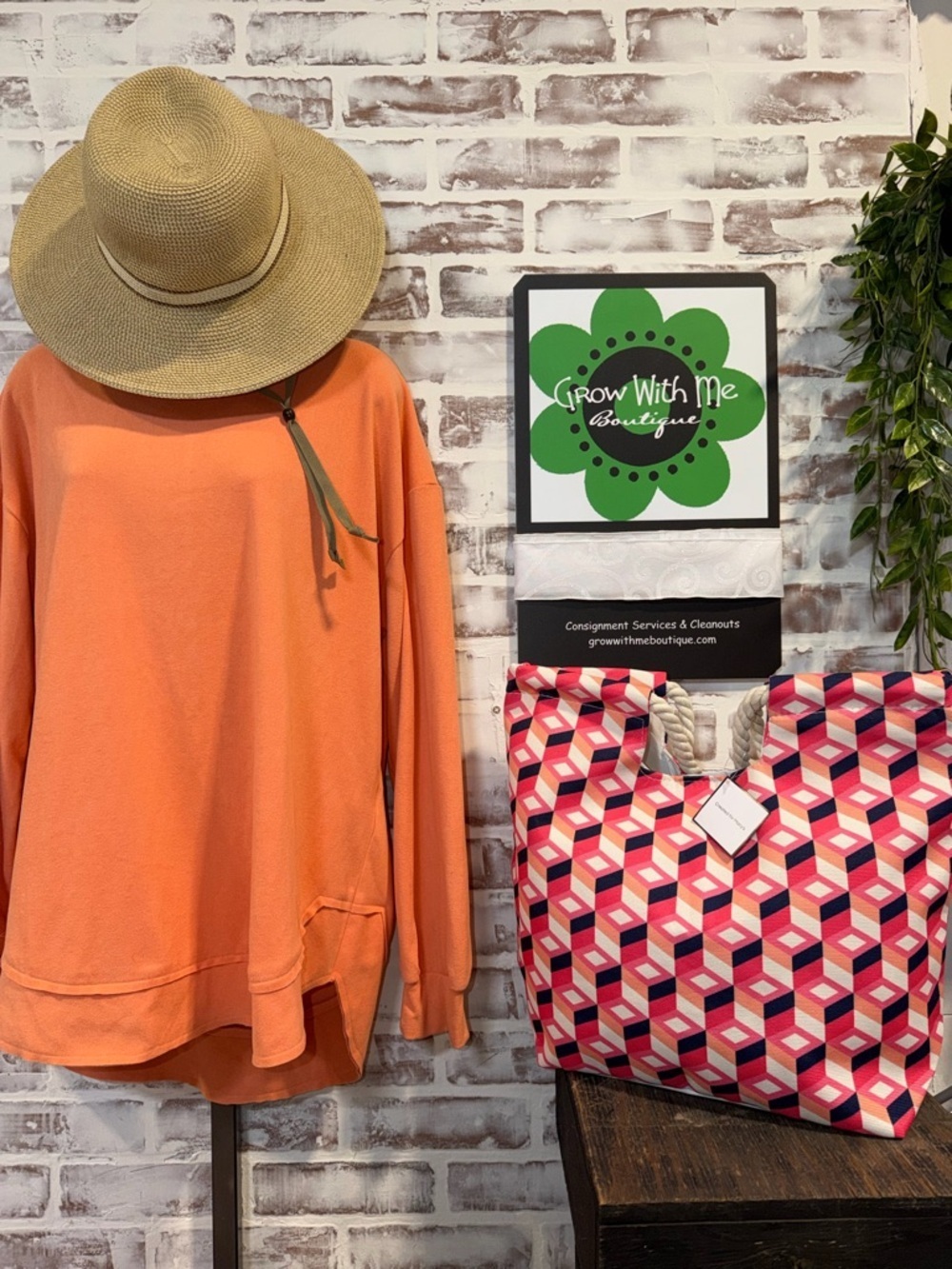 Lightweight Orange and pink tote bag